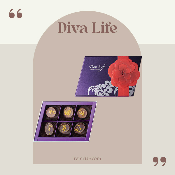 烈酒/酒心巧克力禮盒推薦：Diva Life 玫瑰與酒 比利時酒心巧克力禮盒 6入/NT$770